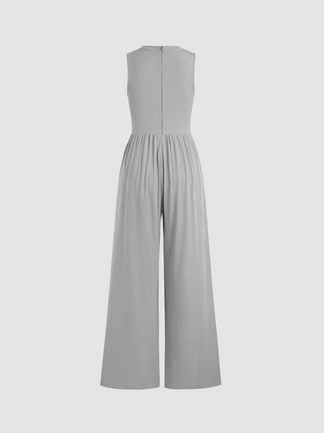 Solid Sleeveless Wide Leg Jumpsuit