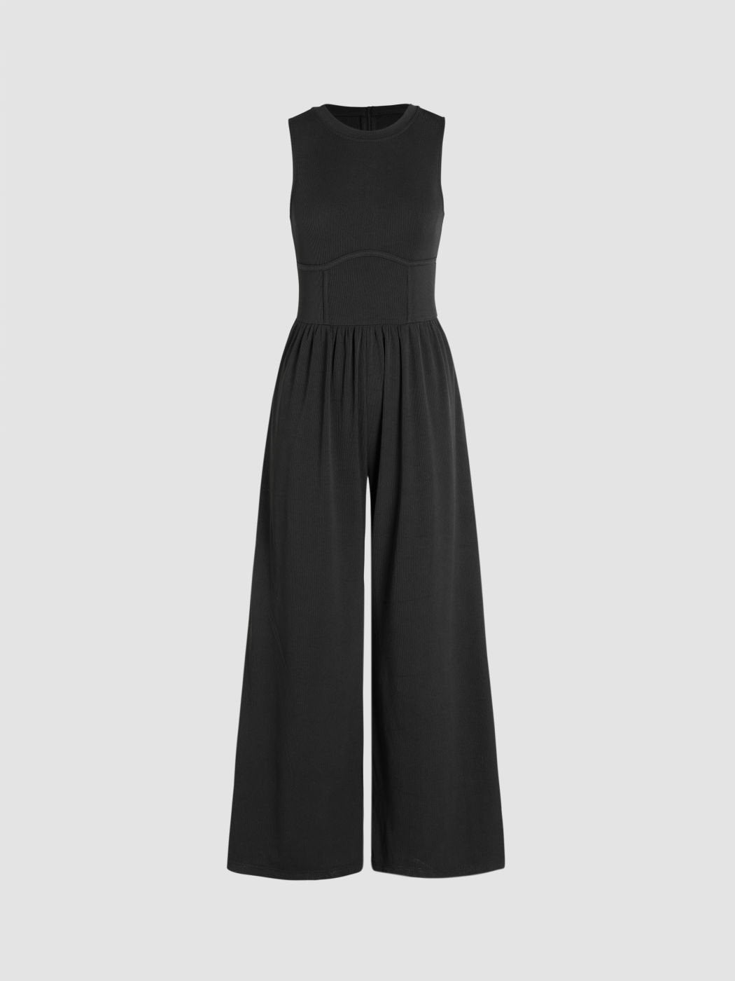 Solid Sleeveless Wide Leg Jumpsuit