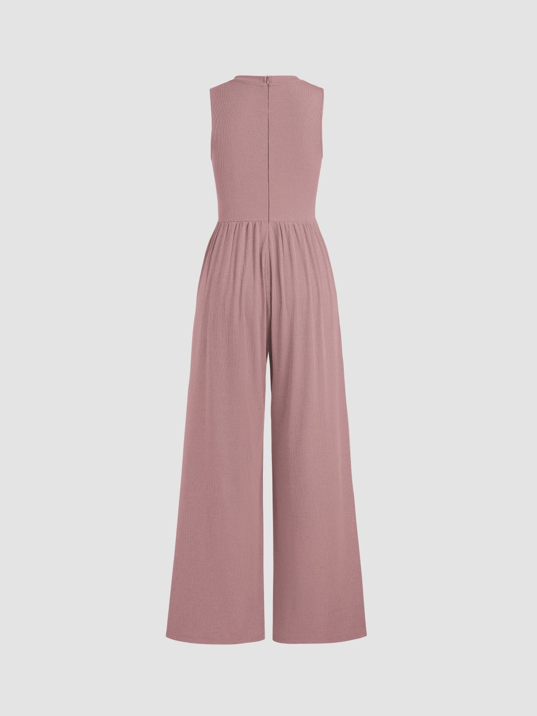 Solid Sleeveless Wide Leg Jumpsuit