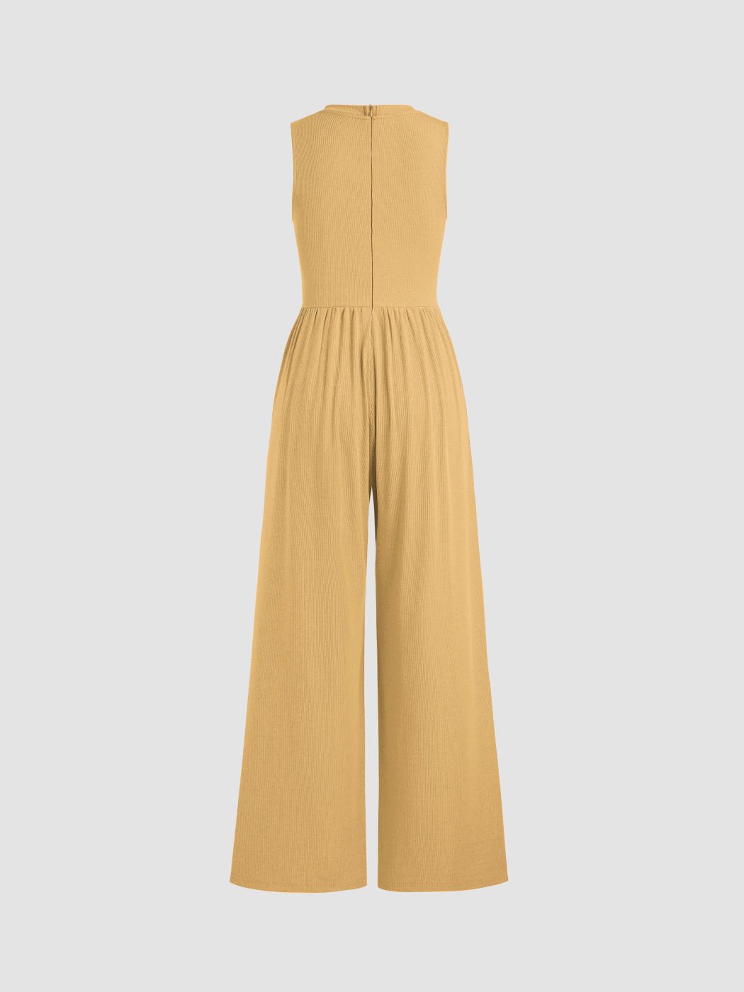 Solid Sleeveless Wide Leg Jumpsuit