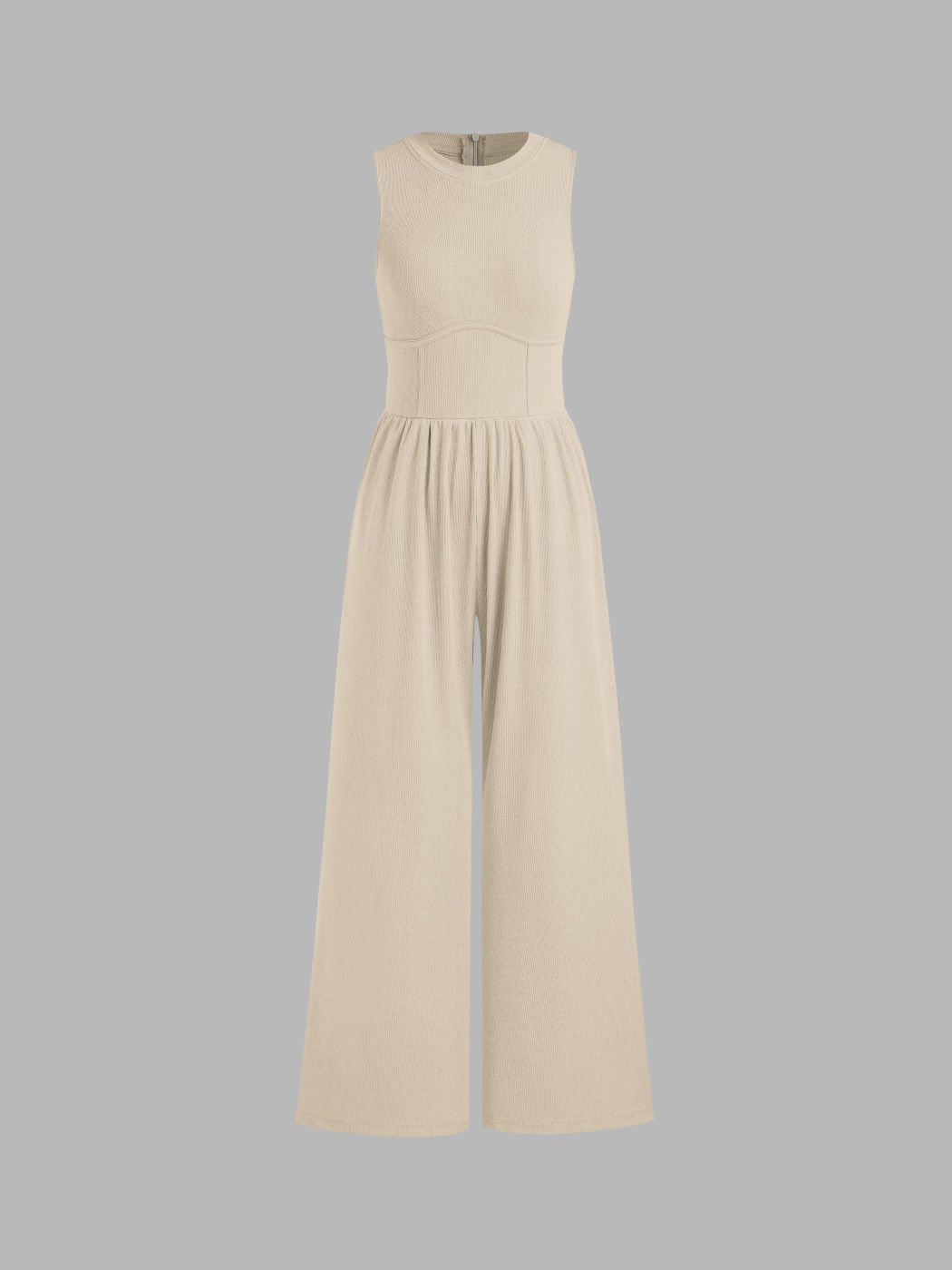 Solid Sleeveless Wide Leg Jumpsuit