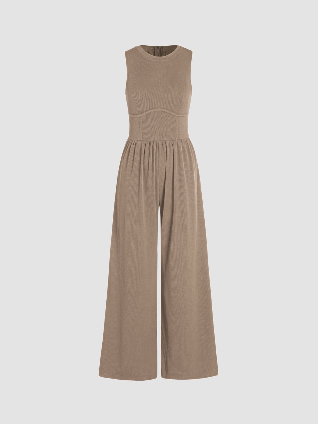 Solid Sleeveless Wide Leg Jumpsuit