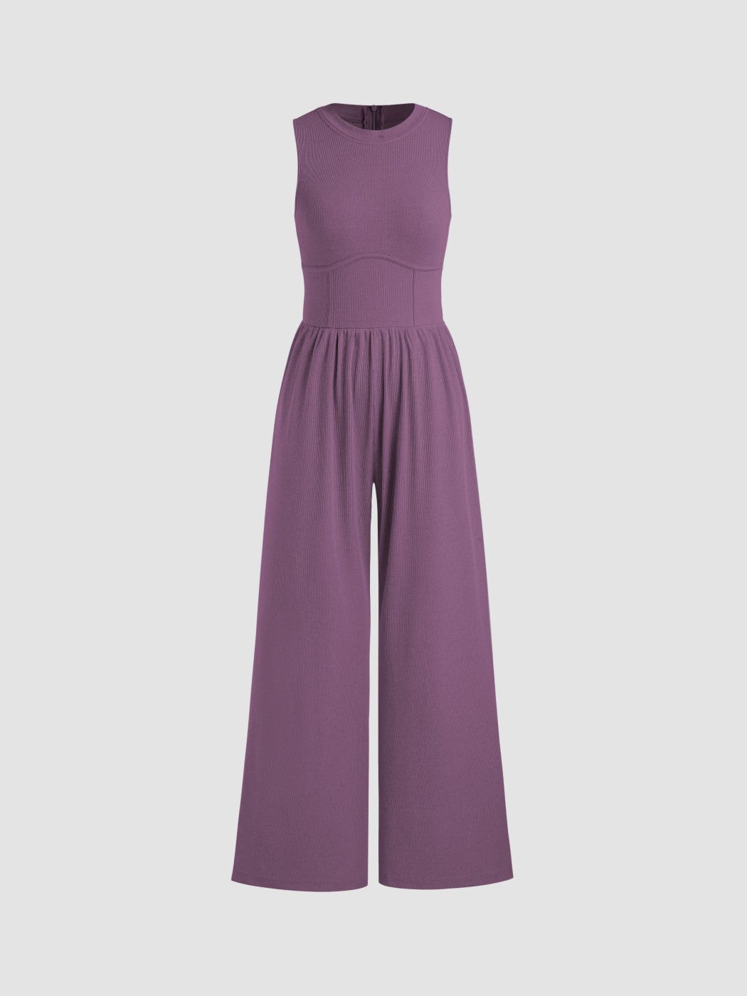 Solid Sleeveless Wide Leg Jumpsuit