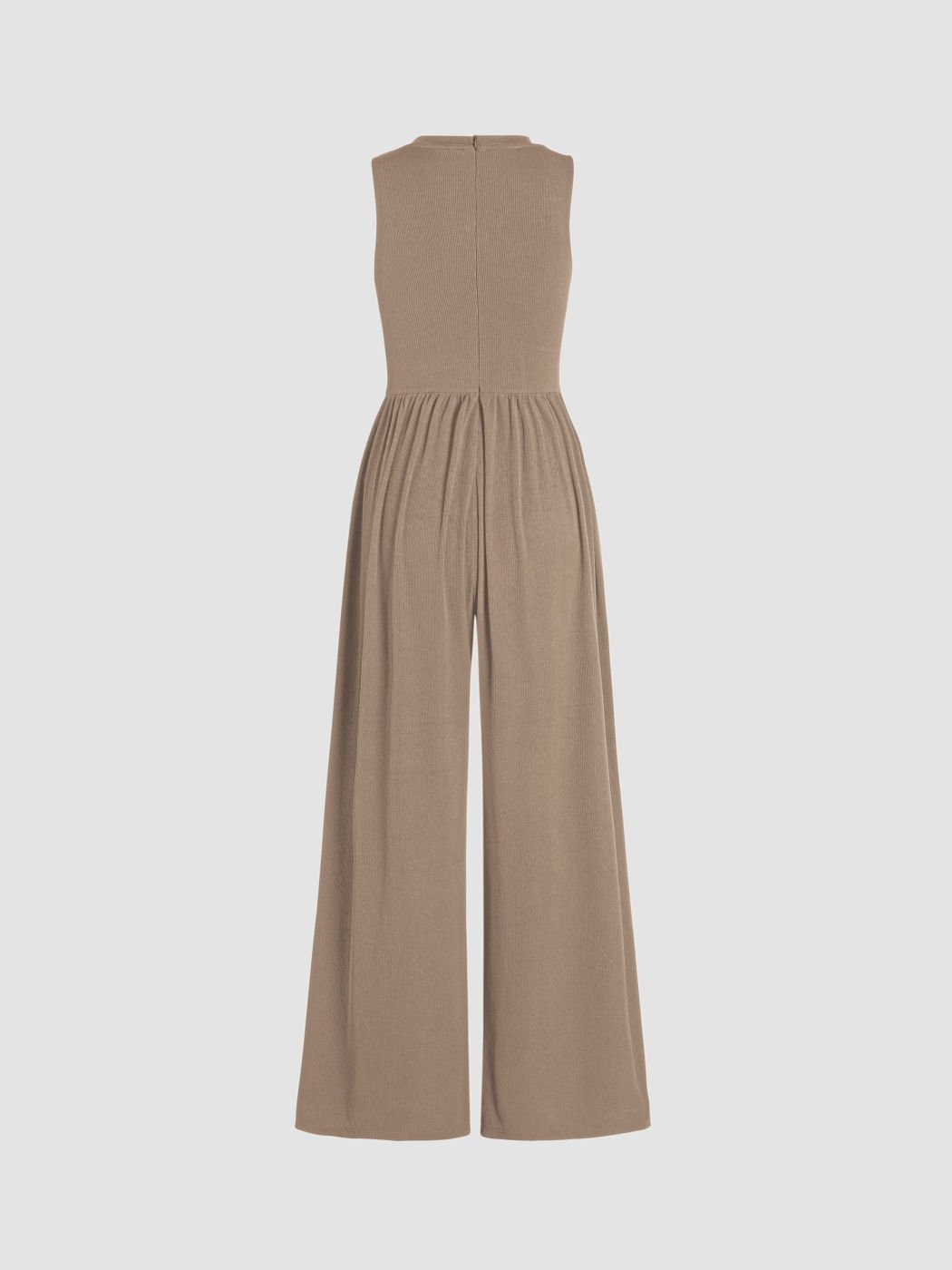 Solid Sleeveless Wide Leg Jumpsuit